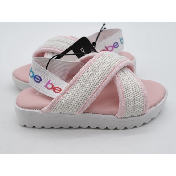 Bebe Sandals Toddler 6 Pink Cream Sparkle Slingback Platform Open Toe Shoes - Picture 5 of 9